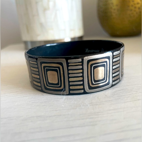 Vintage Jewelry - Vintage Handmade Painted Bangle Bracelet